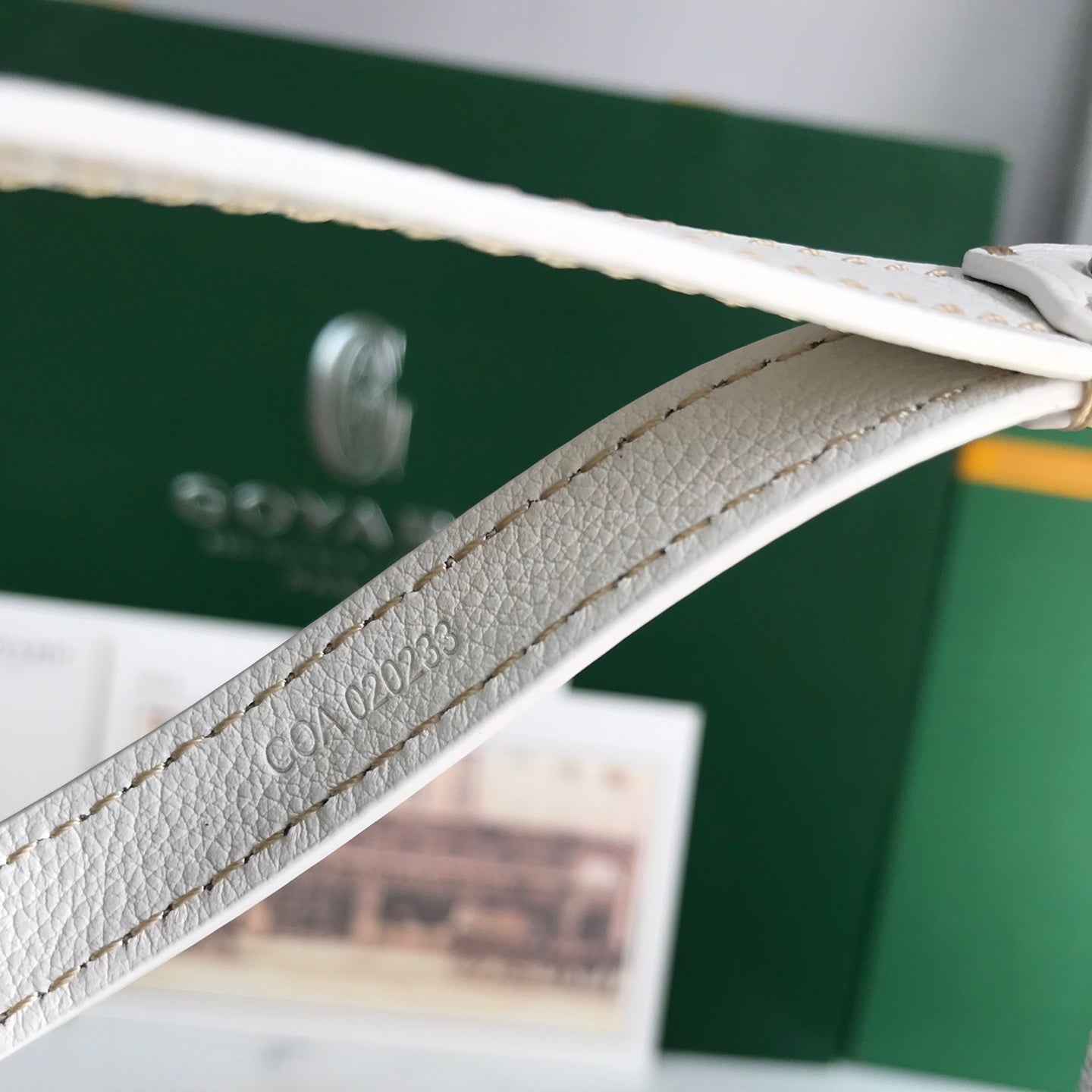 GOYARD CONTI POUCH 24 IN WHITE LAMBSKIN AND GOYARDINE CANVAS