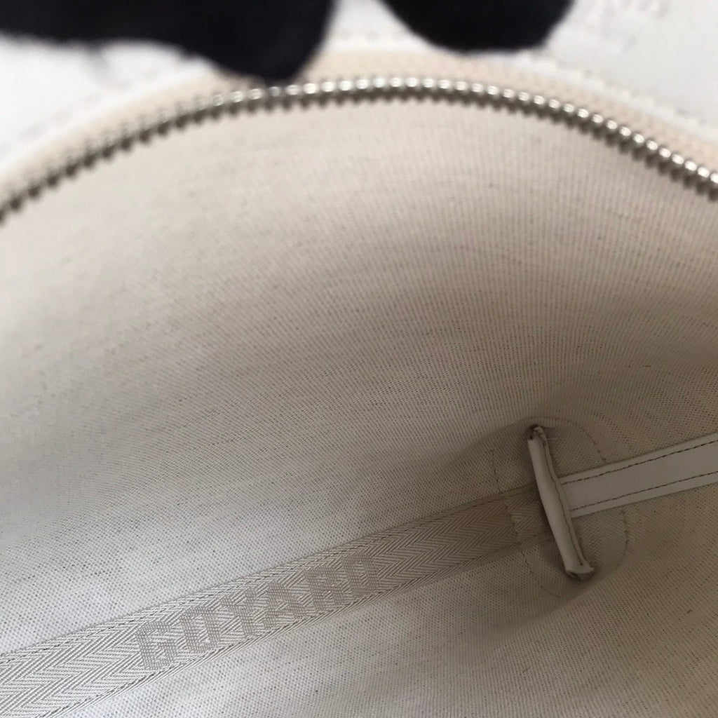 GOYARD CONTI POUCH 24 IN WHITE LAMBSKIN AND GOYARDINE CANVAS