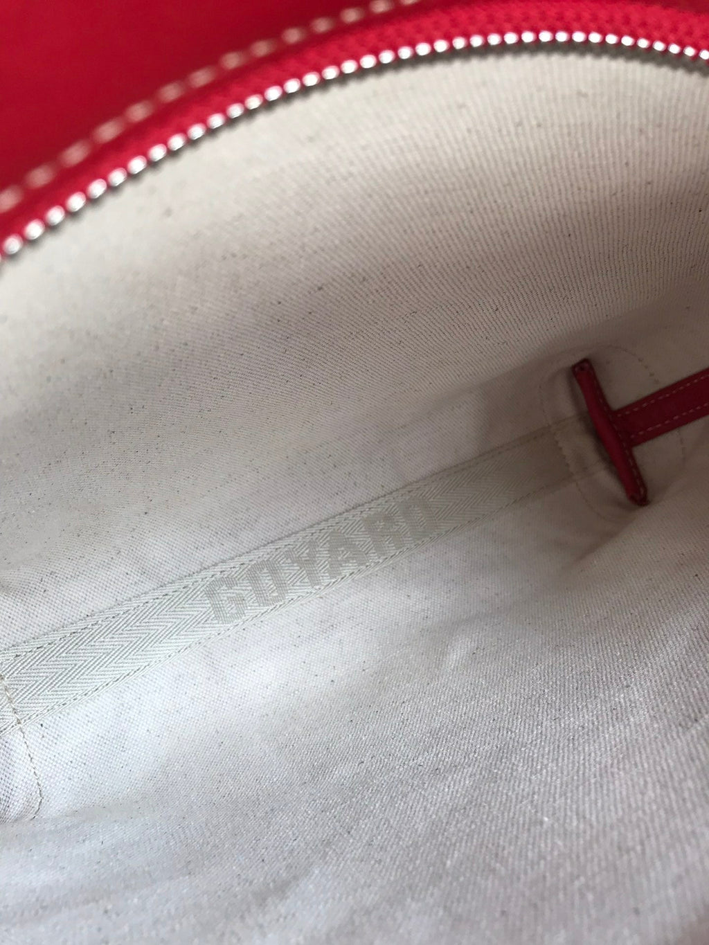 GOYARD CONTI POUCH 24 IN CLASSIC RED LAMBSKIN AND GOYARDINE CANVAS