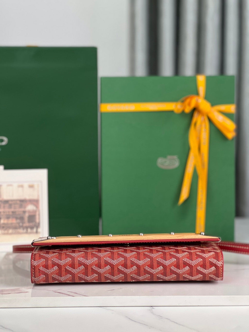 GOYARD MONTE-CARLO PM CLUTCH 25 IN CLASSIC RED GOYARDINE CANVAS