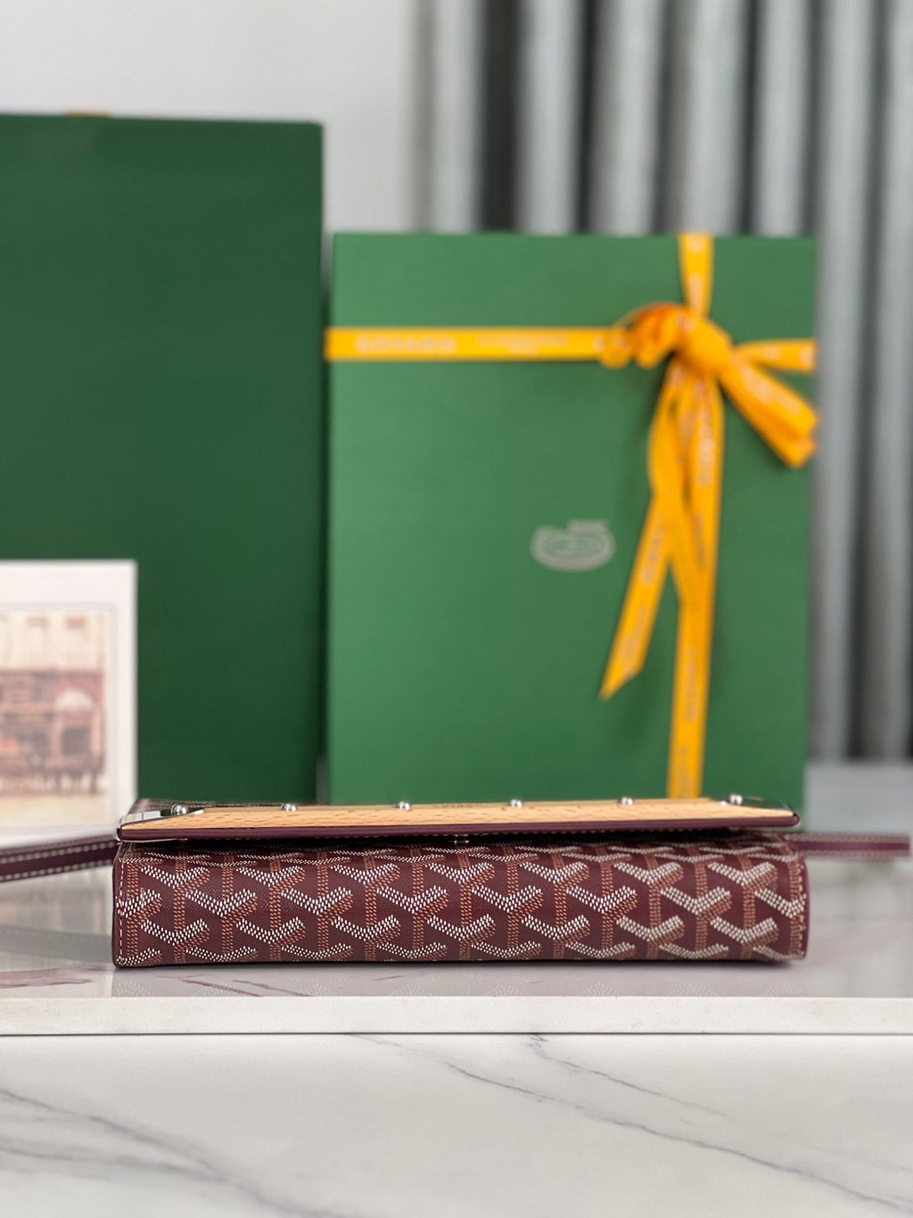 GOYARD MONTE-CARLO PM CLUTCH 25 IN WINE RED GOYARDINE CANVAS