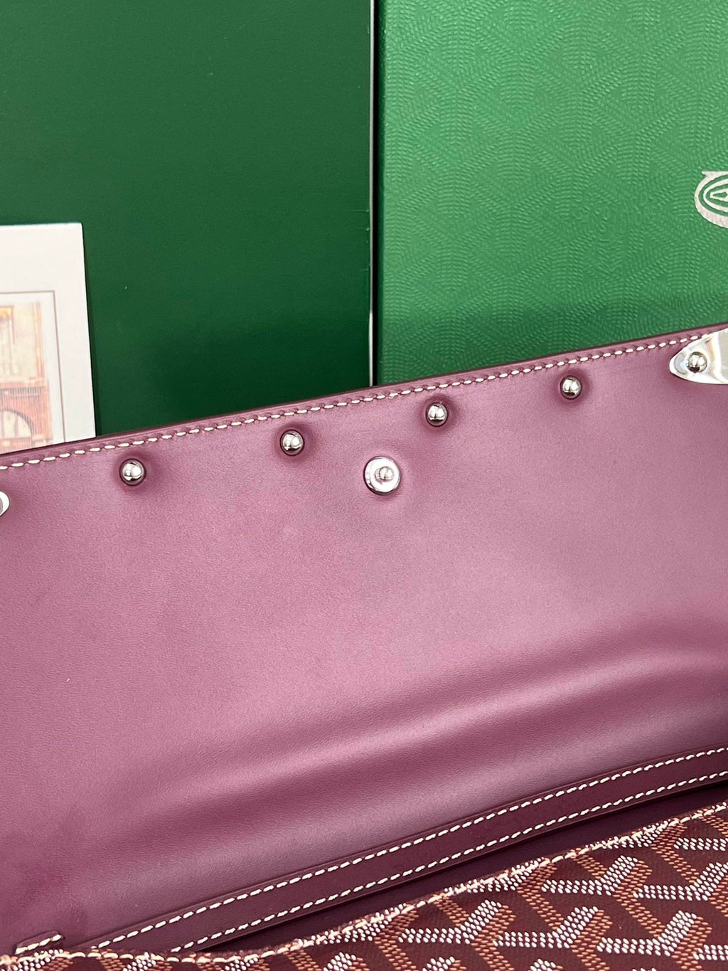 GOYARD MONTE-CARLO PM CLUTCH 25 IN WINE RED GOYARDINE CANVAS