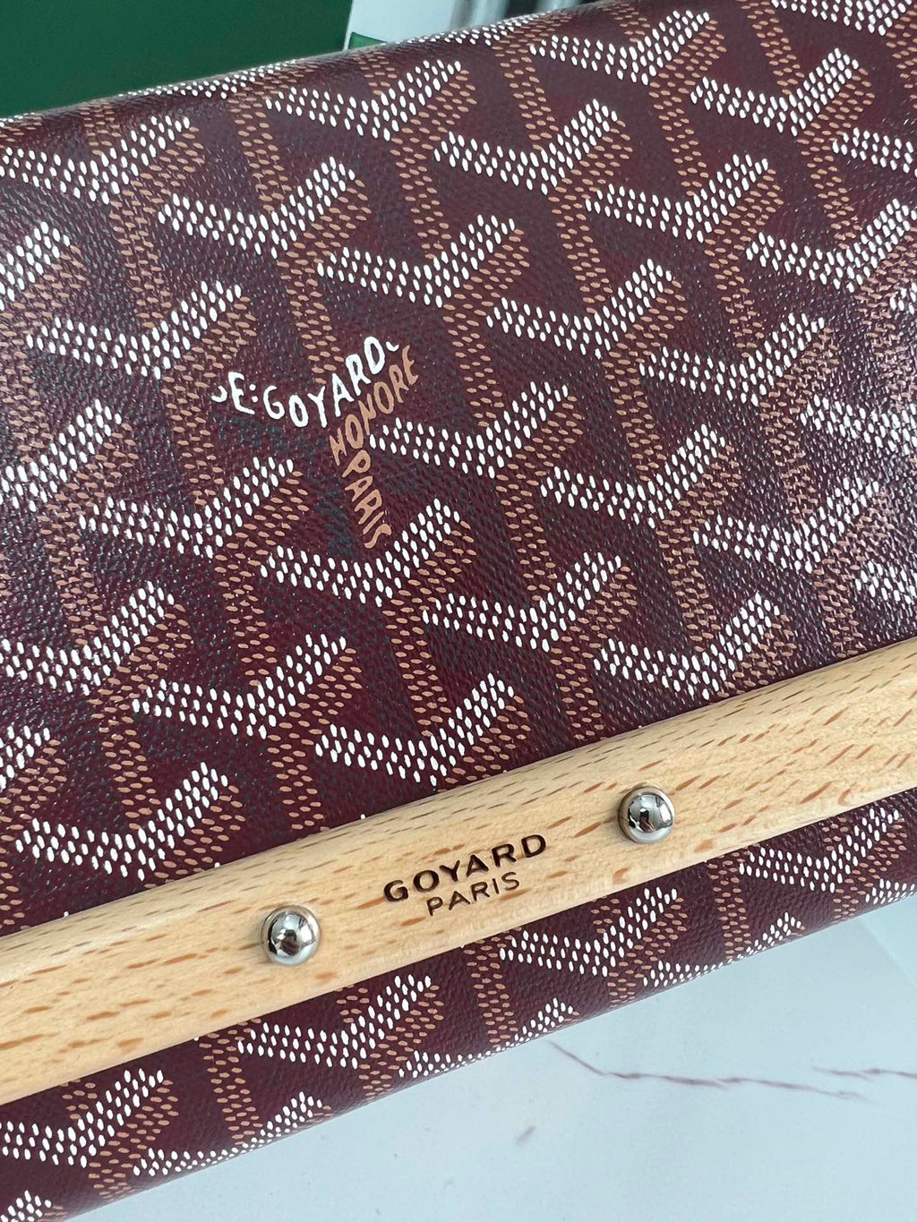 GOYARD MONTE-CARLO PM CLUTCH 25 IN WINE RED GOYARDINE CANVAS