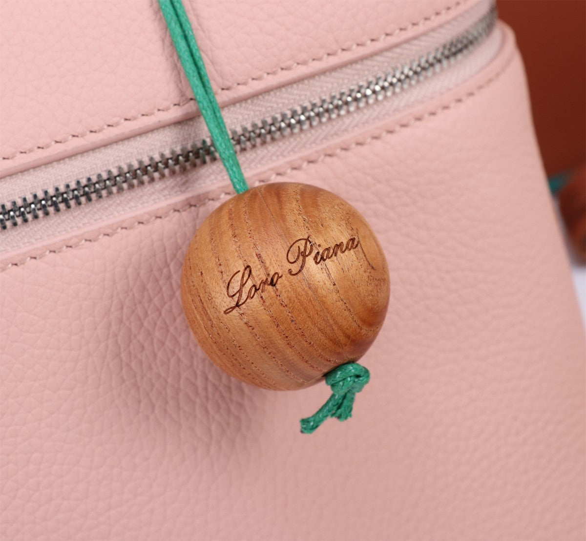 LORO PIANA EXTRA BAG L27 IN BLUSH PINK GRAINED CALFSKIN WITH SILVER  HARDWARE