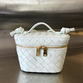 BOTTEGA VENETA MINI VANITY CASE 18 IN WHITE LAMBSKIN