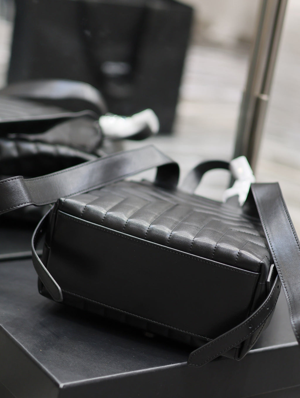 SAINT LAURENT LOU BACKPACK 26 IN BLACK QUILTED CALFSKIN SILVER HARDWARE