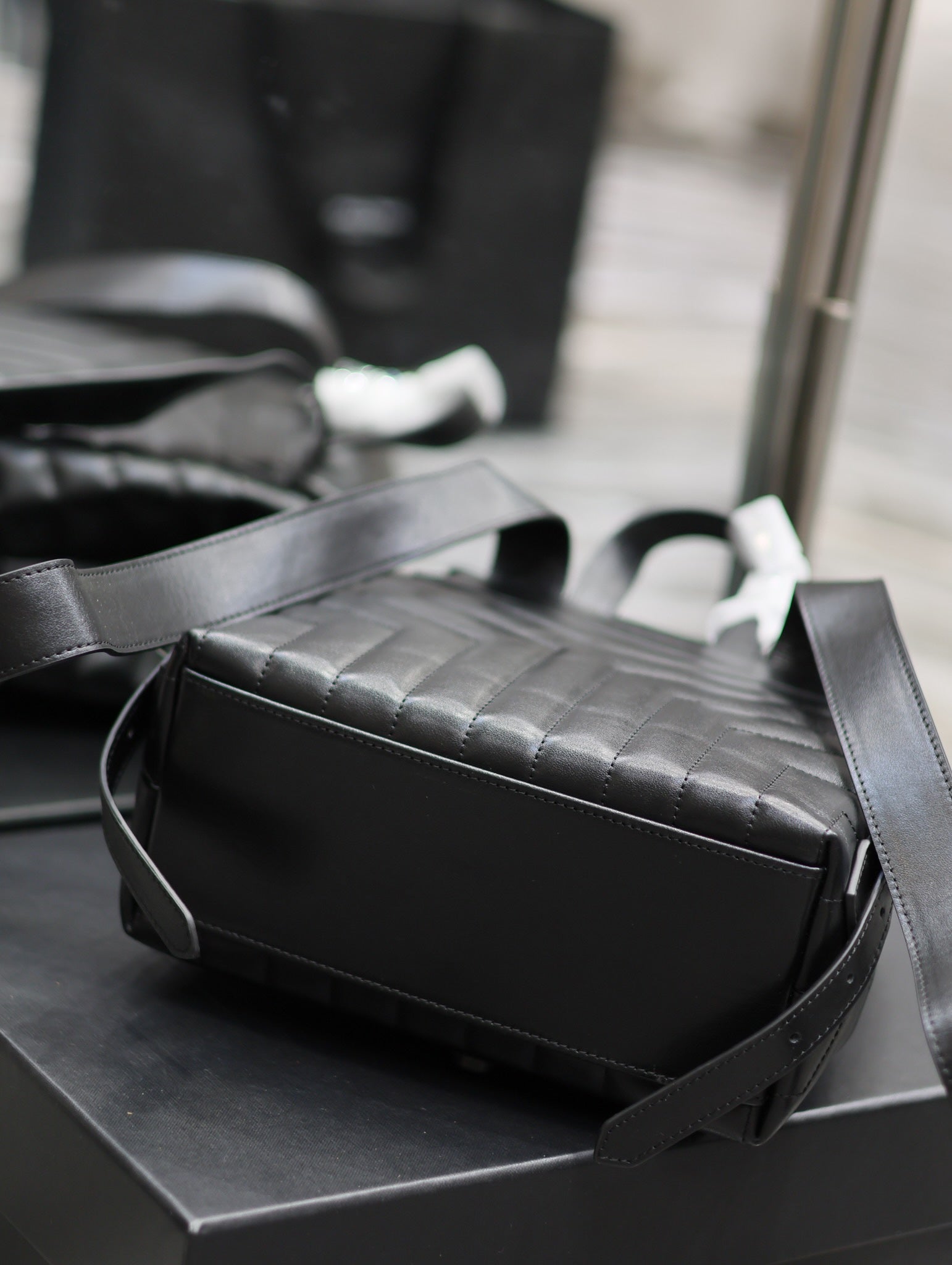 SAINT LAURENT LOU BACKPACK 26 IN BLACK QUILTED CALFSKIN SILVER HARDWARE