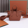 LORO PIANA NANO SMILE BAG 18 IN UMBER BROWN CALFSKIN