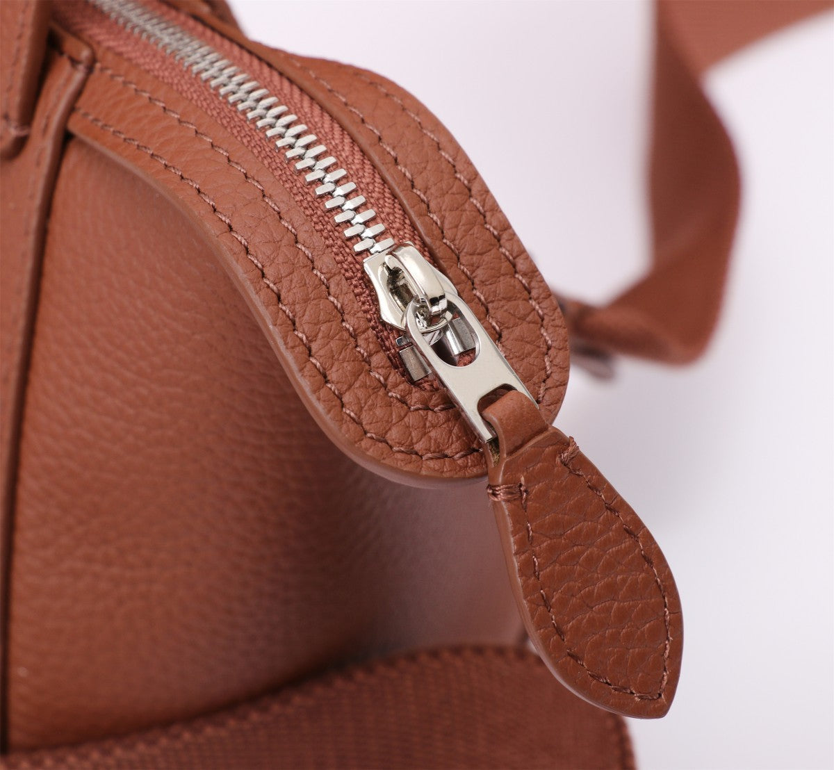 LORO PIANA NANO SMILE BAG 18 IN UMBER BROWN CALFSKIN
