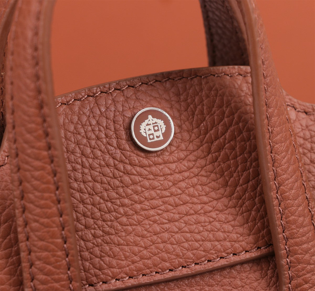 LORO PIANA NANO SMILE BAG 18 IN UMBER BROWN CALFSKIN