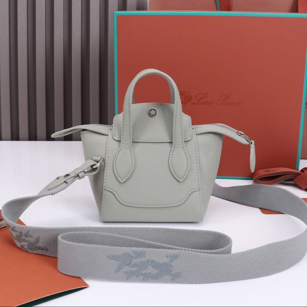 LORO PIANA NANO SMILE BAG 18 IN HARBOR GRAY CALFSKIN