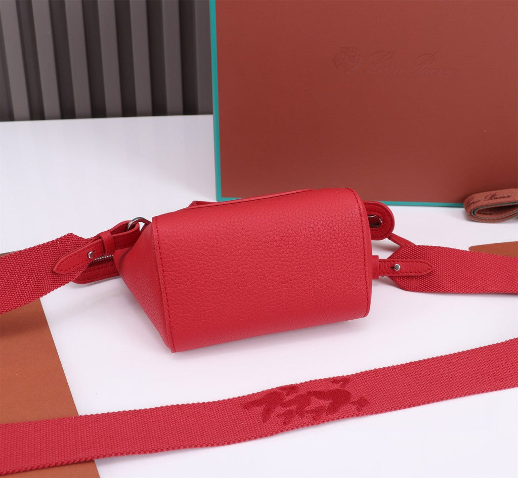 LORO PIANA NANO SMILE BAG 18 IN CRIMSON RED CALFSKIN