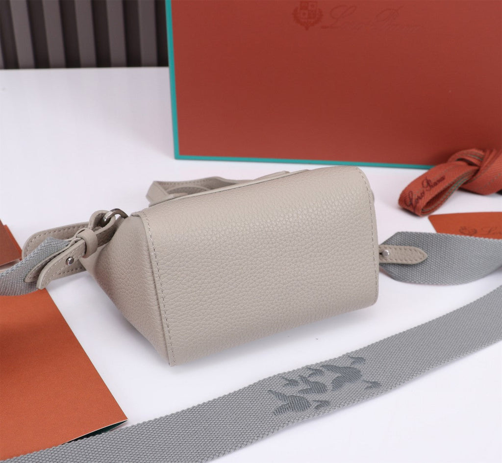 LORO PIANA NANO SMILE BAG 18 IN PASTEL GRAY CALFSKIN