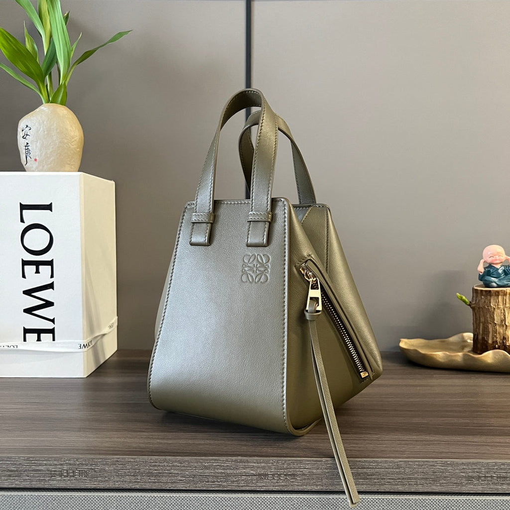 LOEWE LOE 20 HAMMOCK COMPACT BAG IN ARMY GREEN CALFSKIN