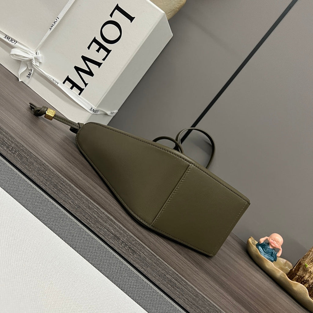 LOEWE LOE LUNA HOBO 28 BAG IN DARK OLIVE GREEN CALFSKIN