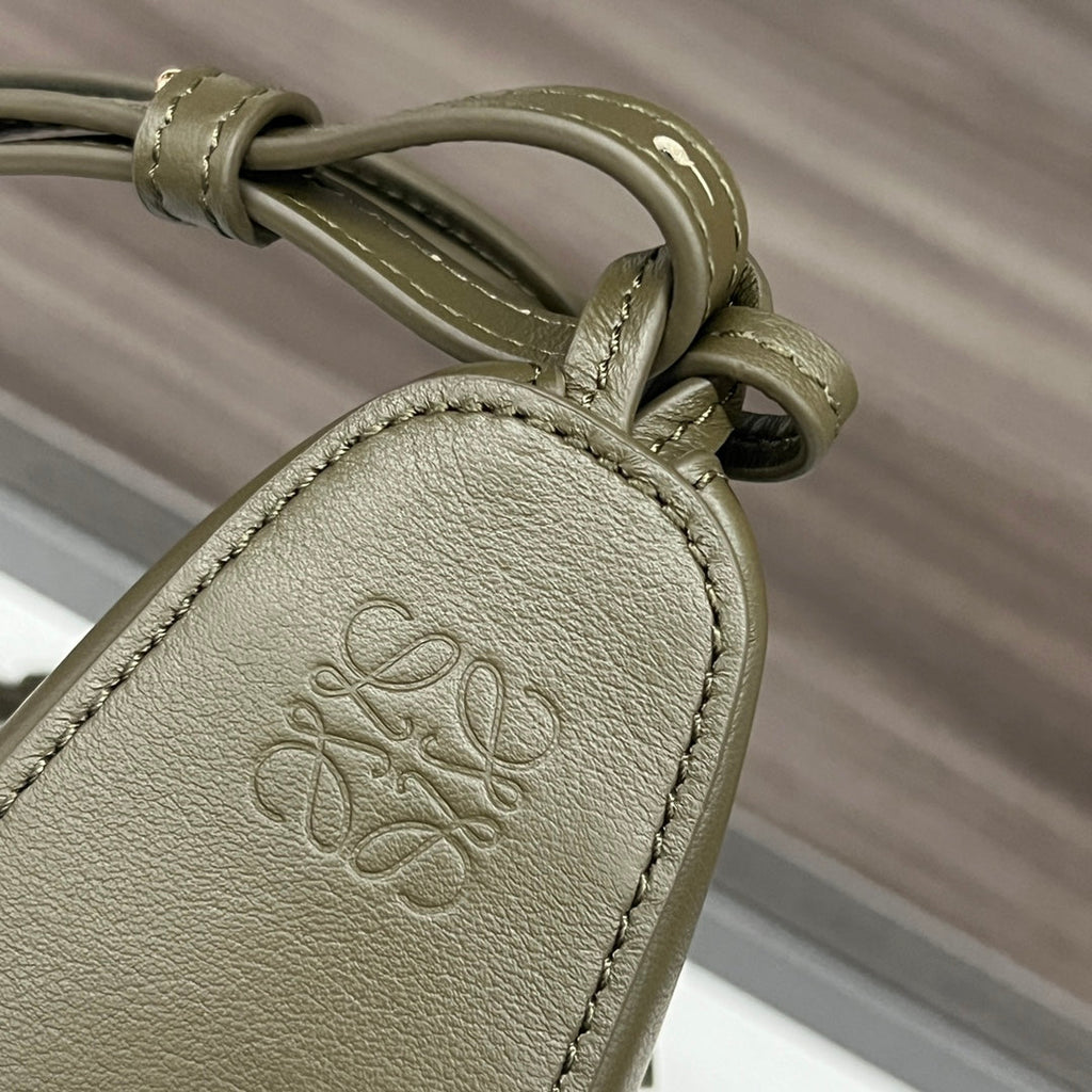 LOEWE LOE LUNA HOBO 28 BAG IN DARK OLIVE GREEN CALFSKIN