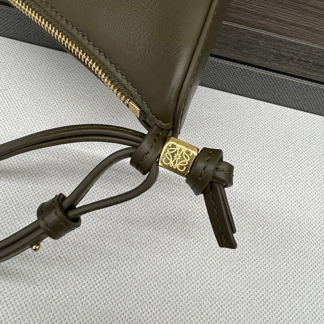 LOEWE LOE LUNA HOBO 28 BAG IN DARK OLIVE GREEN CALFSKIN