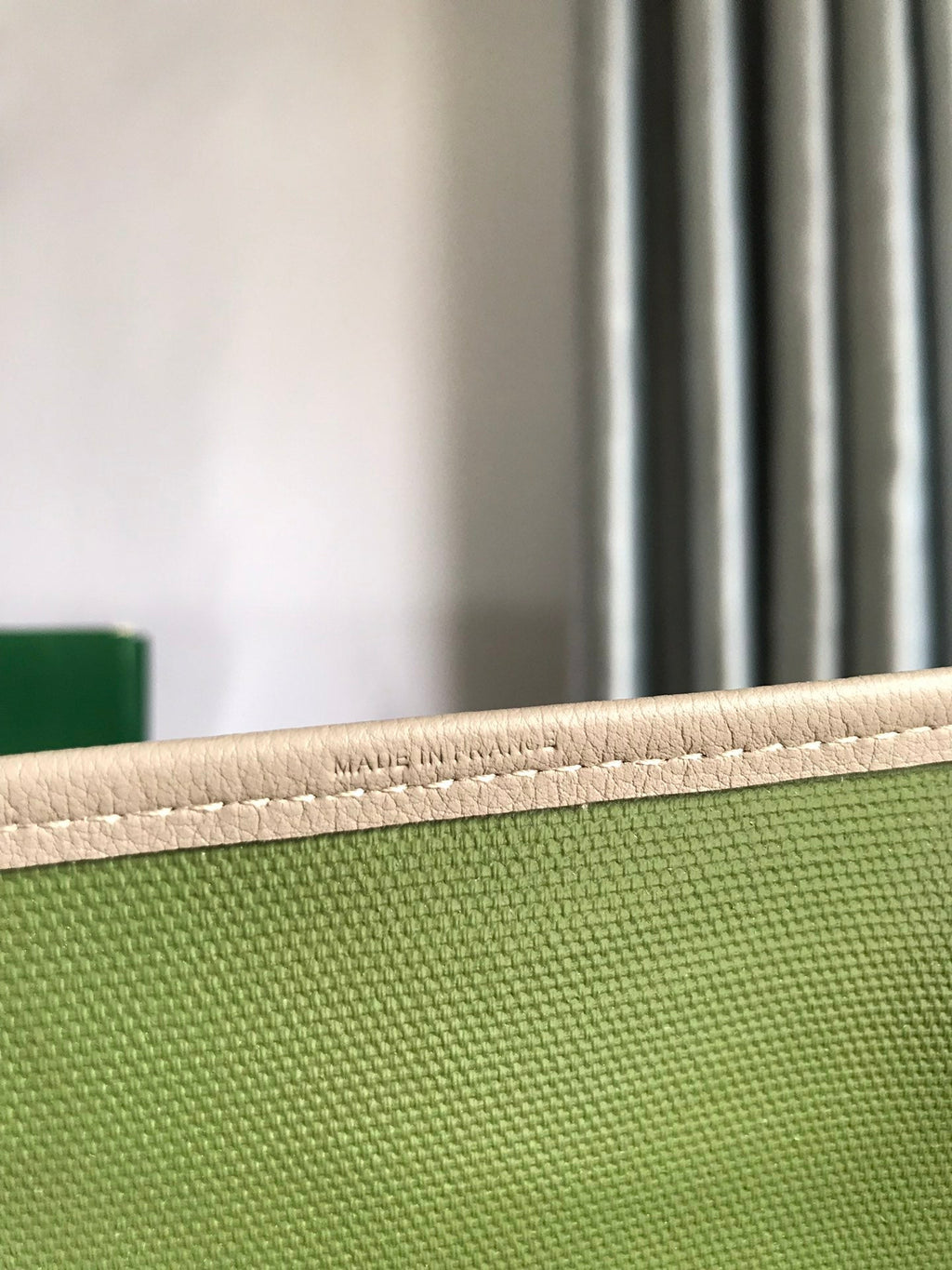 GOYARD SAINT LOUIS PM 40 IN GREY MIX GREEN GOYARDINE CANVAS AND CALFSKIN