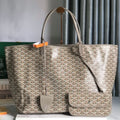 GOYARD SAINT LOUIS PM 40 IN GREY MIX GREEN GOYARDINE CANVAS AND CALFSKIN