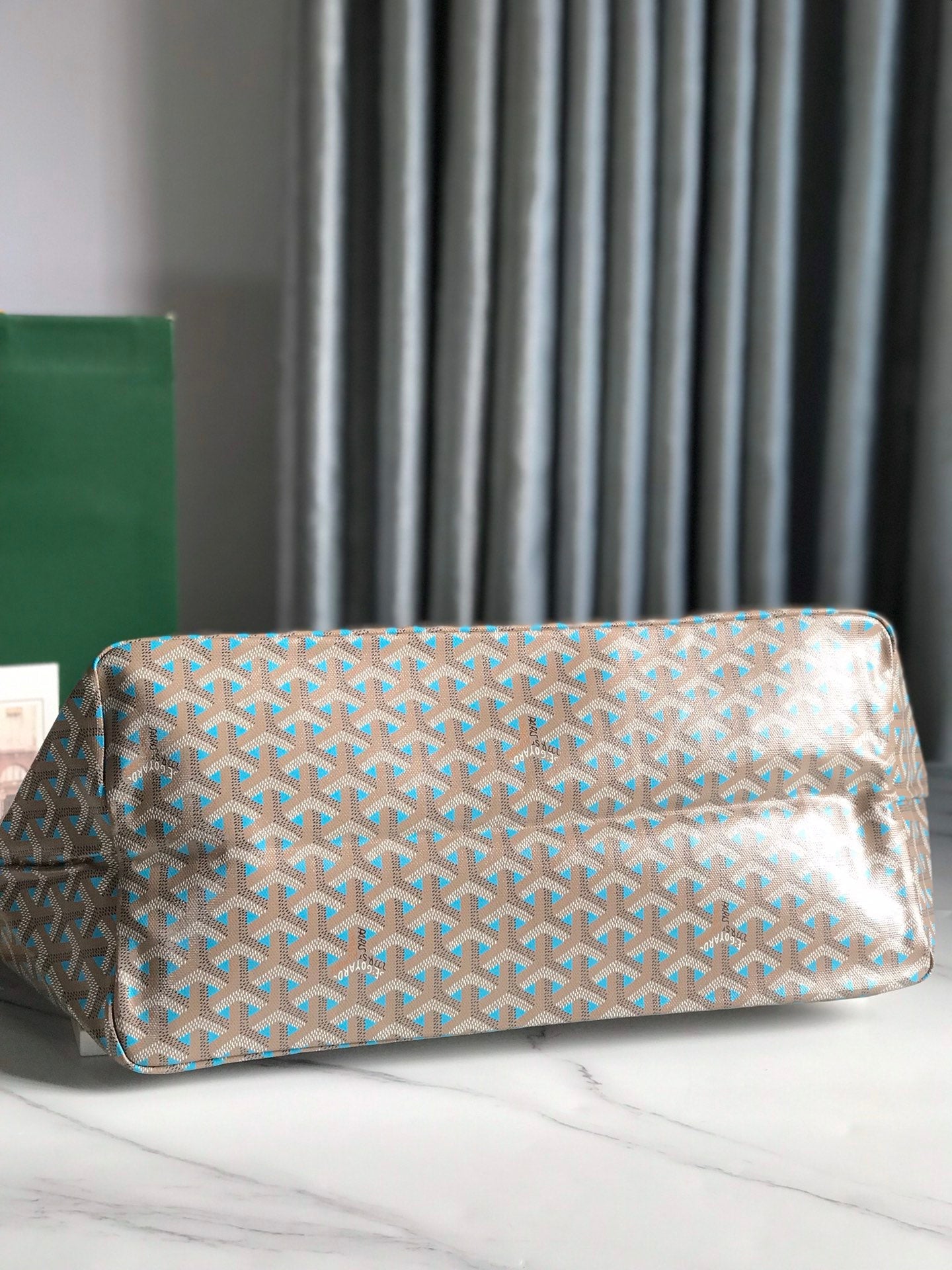 GOYARD SAINT LOUIS PM 40 IN GREY MIX BLUE GOYARDINE CANVAS AND CALFSKIN