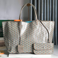 GOYARD SAINT LOUIS PM 40 IN GREY MIX BLUE GOYARDINE CANVAS AND CALFSKIN