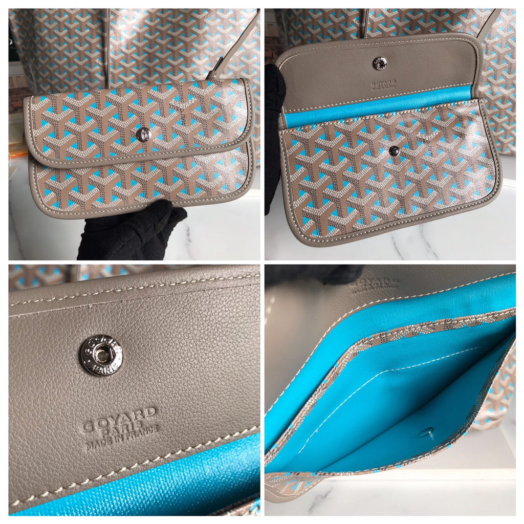 GOYARD SAINT LOUIS PM 40 IN GREY MIX BLUE GOYARDINE CANVAS AND CALFSKIN