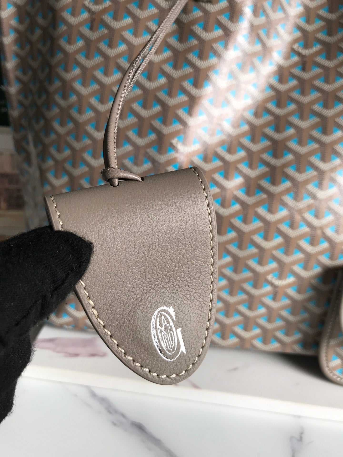 GOYARD SAINT LOUIS PM 40 IN GREY MIX BLUE GOYARDINE CANVAS AND CALFSKIN