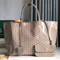 GOYARD SAINT LOUIS PM 40 IN GREY MIX PINK GOYARDINE CANVAS AND CALFSKIN
