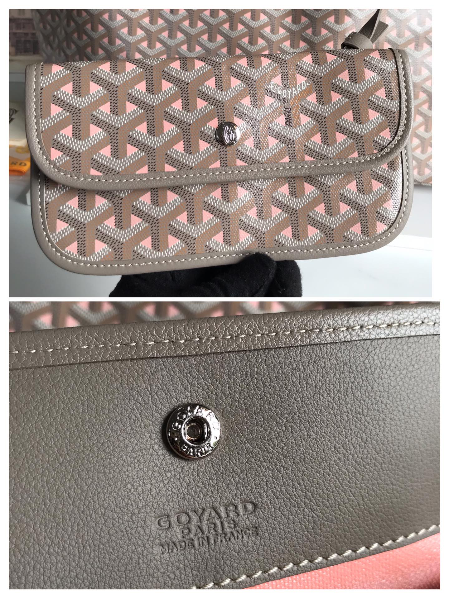 GOYARD SAINT LOUIS PM 40 IN GREY MIX PINK GOYARDINE CANVAS AND CALFSKIN