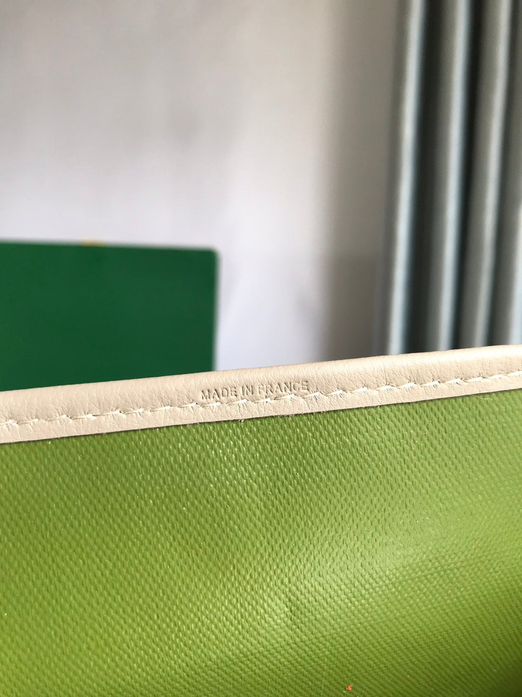 GOYARD SAINT LOUIS PM 34 IN GREY MIX GREEN GOYARDINE CANVAS AND CALFSKIN