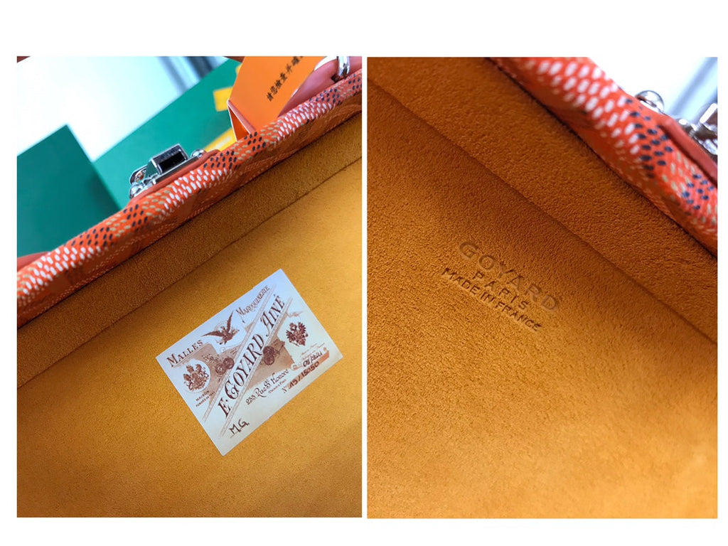 GOYARD GRAND HÔTEL TRUNK BAG 24 IN ORANGE GOYARDINE CANVAS AND CALFSKIN