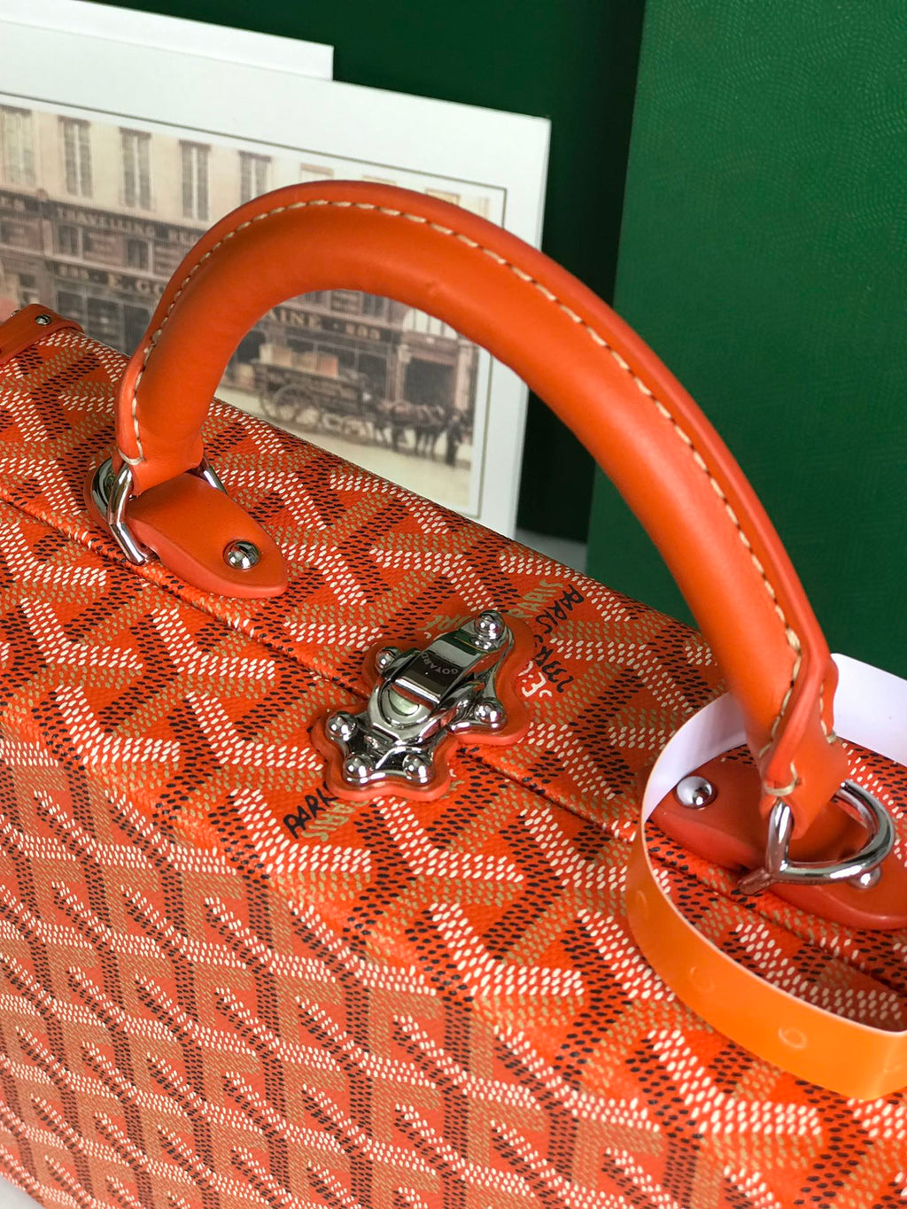 GOYARD GRAND HÔTEL TRUNK BAG 24 IN ORANGE GOYARDINE CANVAS AND CALFSKIN