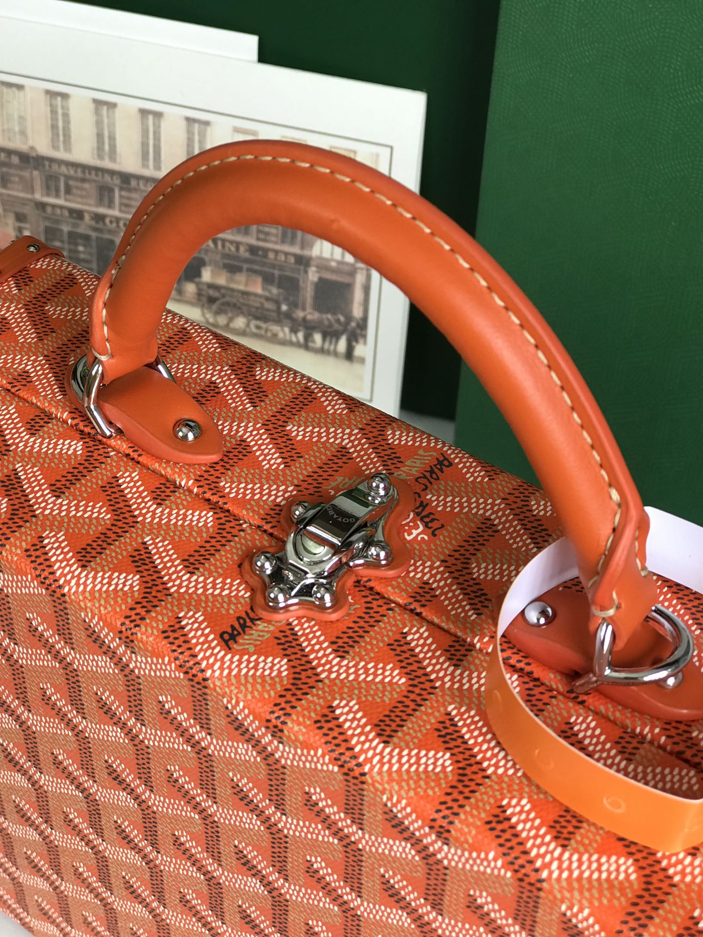 GOYARD GRAND HÔTEL TRUNK BAG 24 IN ORANGE GOYARDINE CANVAS AND CALFSKIN