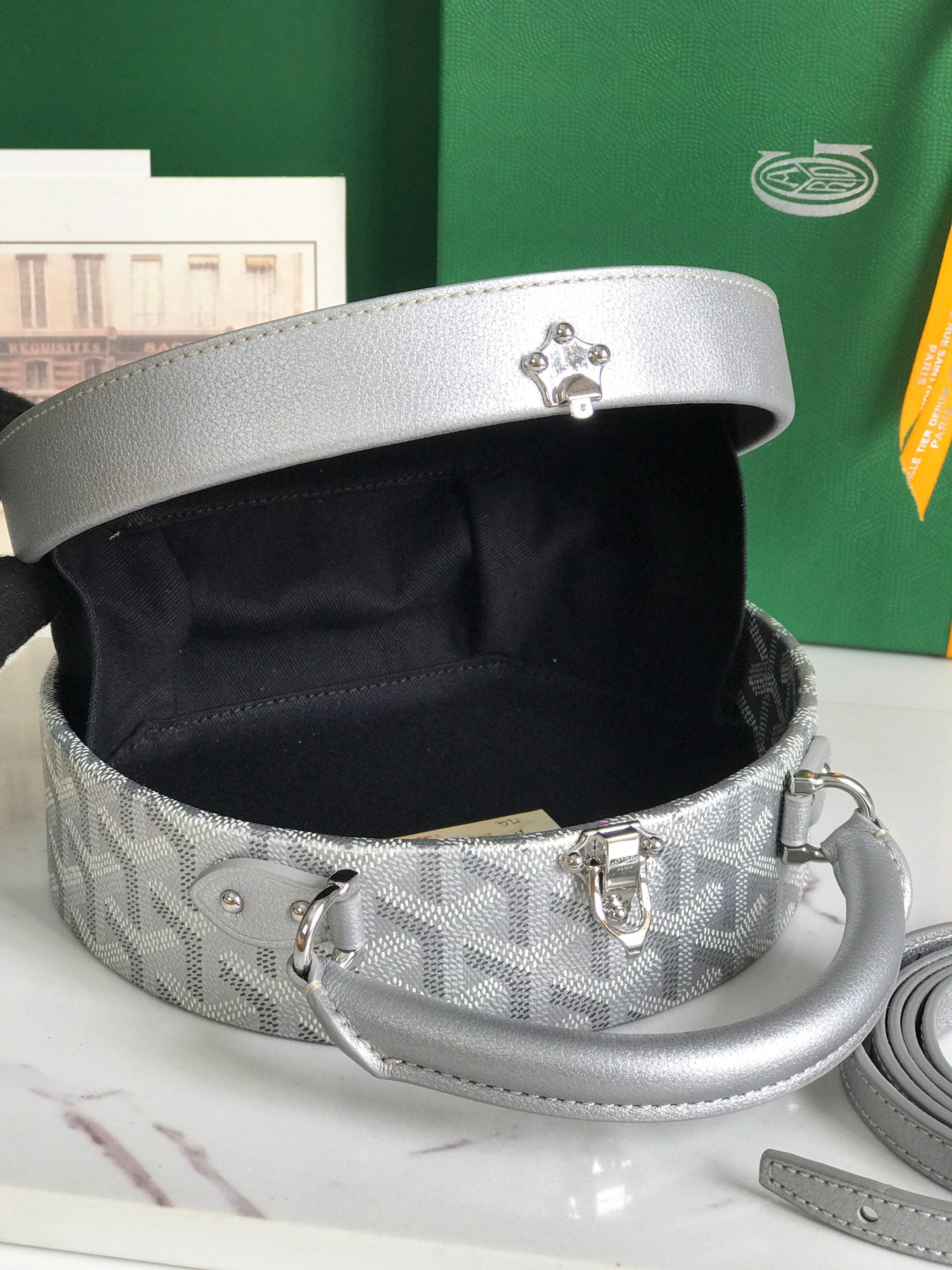 GOYARD THE ALTO HATBOX TRUNK BAG 18 IN GRAY GOYARDINE CANVAS