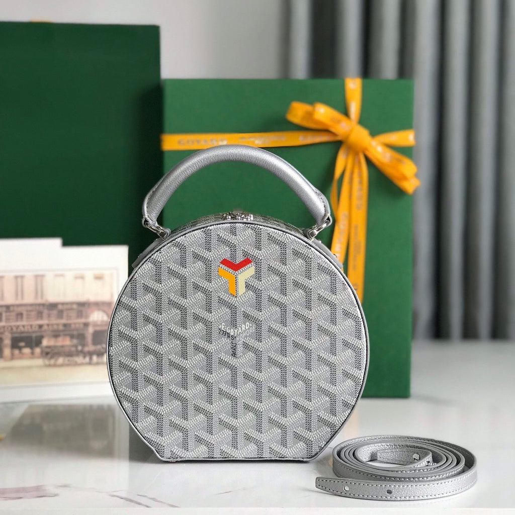 GOYARD THE ALTO HATBOX TRUNK BAG 18 IN GRAY GOYARDINE CANVAS