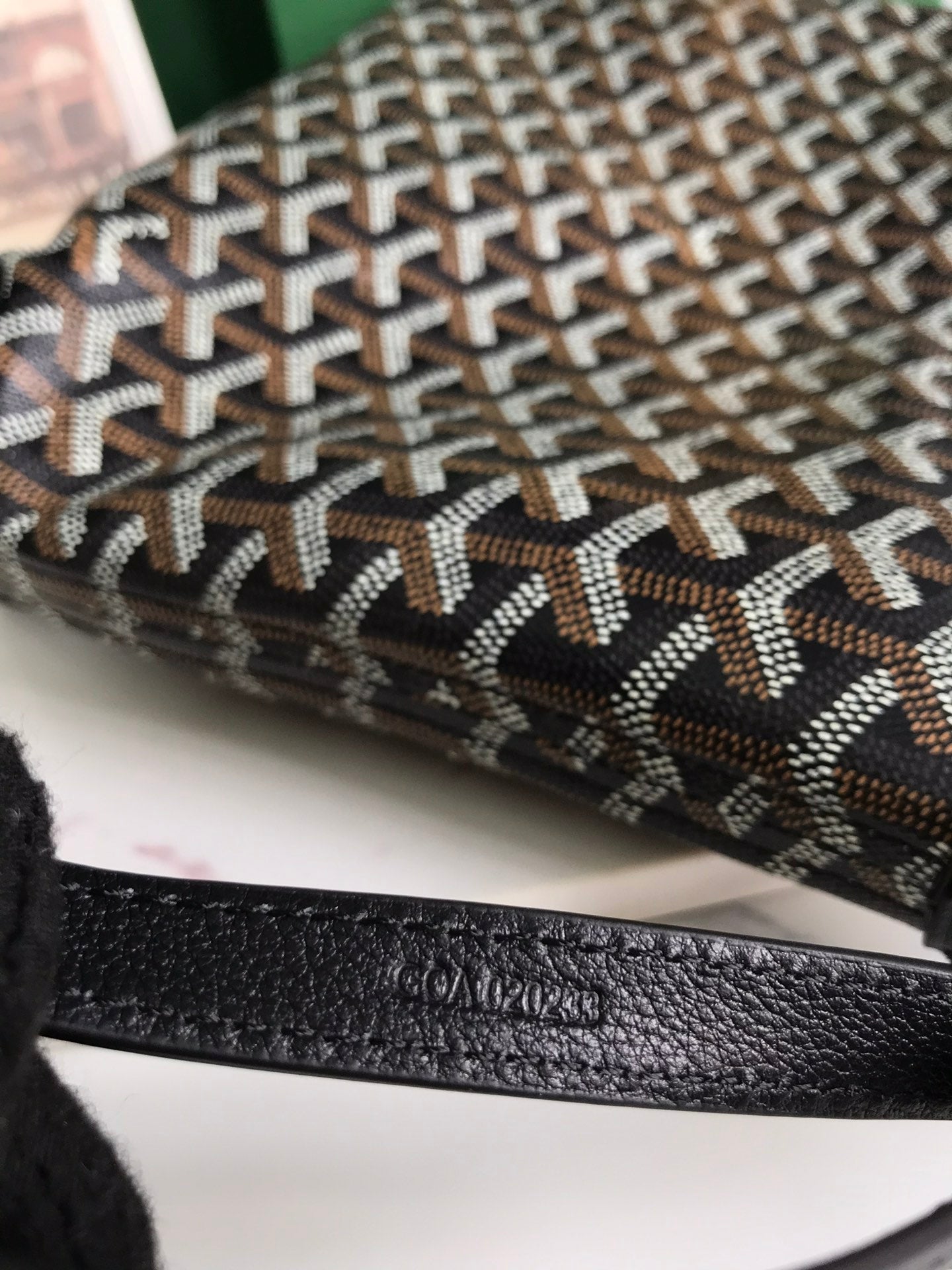 GOYARD CONTI POUCH 24 IN BLACK LAMBSKIN AND GOYARDINE CANVAS
