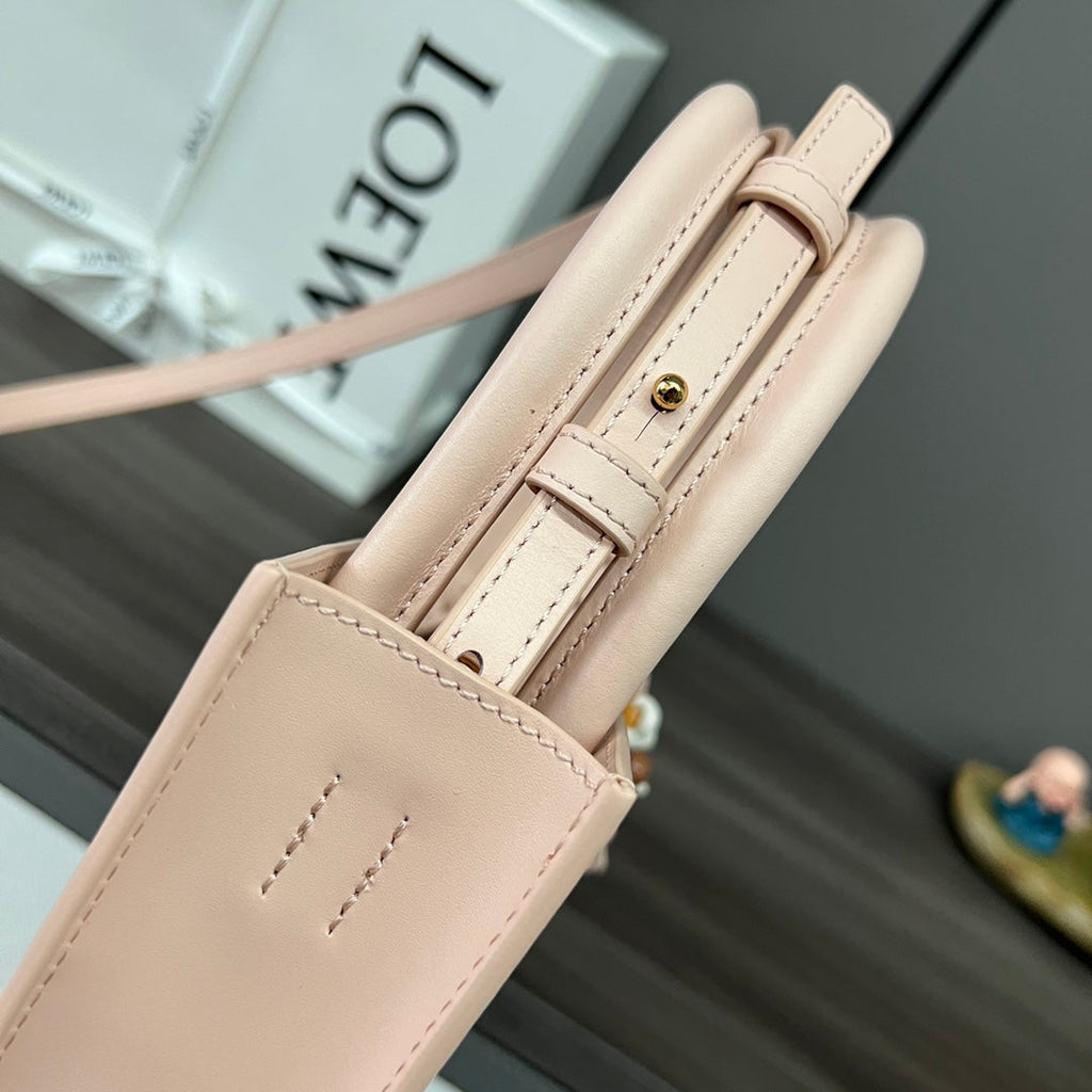 LOEWE STANDARD A5 TOTE BAG IN PEACH PINK CALFSKIN