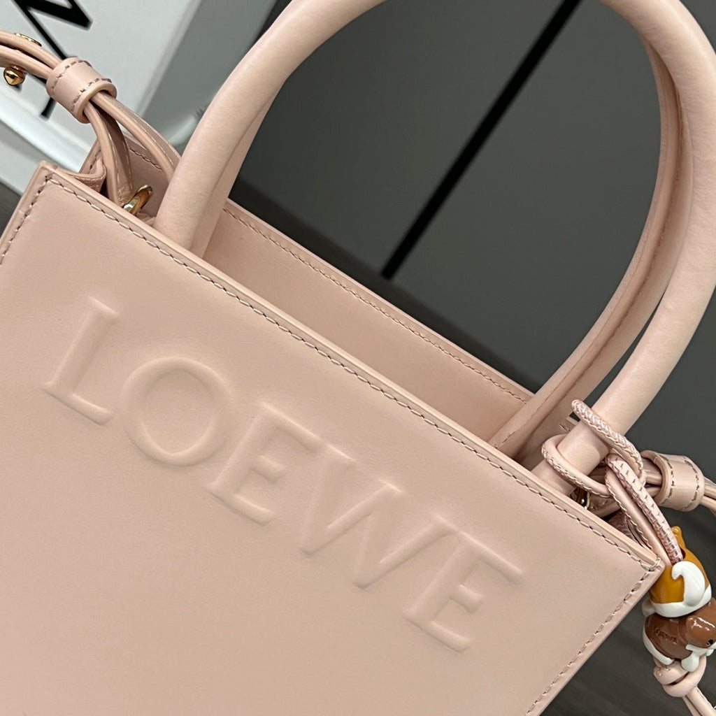 LOEWE STANDARD A5 TOTE BAG IN PEACH PINK CALFSKIN