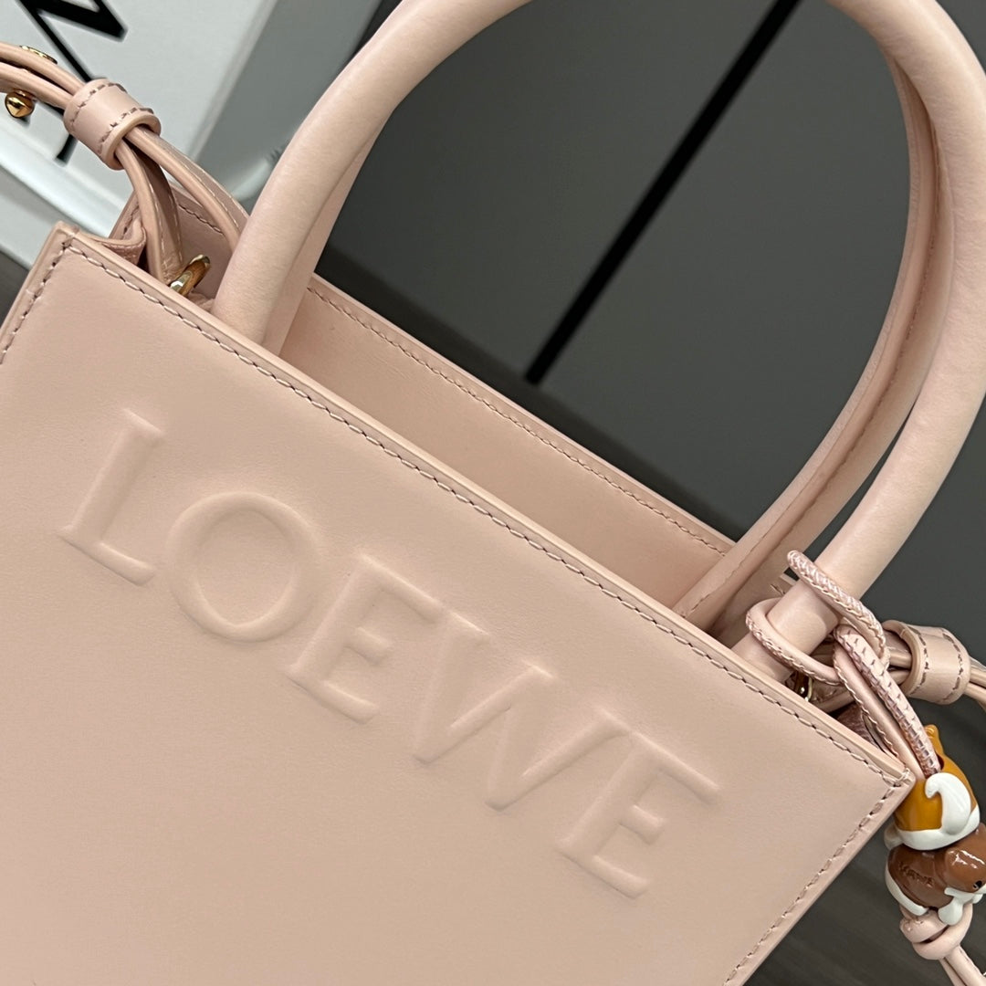 LOEWE STANDARD A5 TOTE BAG IN PEACH PINK CALFSKIN