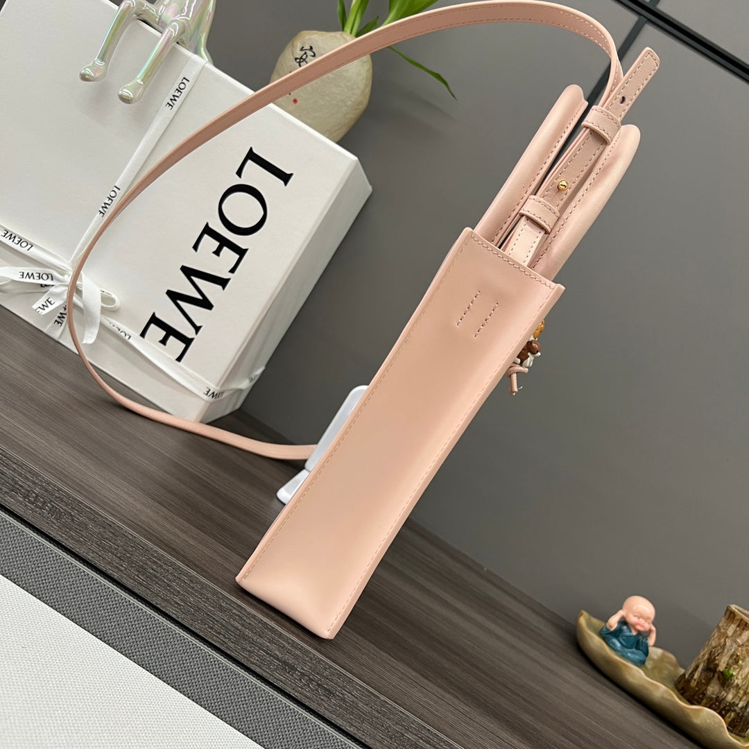LOEWE STANDARD A5 TOTE BAG IN PEACH PINK CALFSKIN