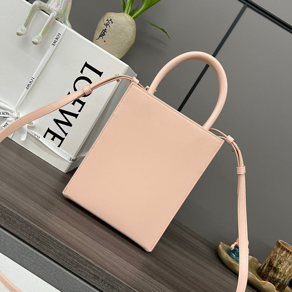 LOEWE STANDARD A5 TOTE BAG IN PEACH PINK CALFSKIN