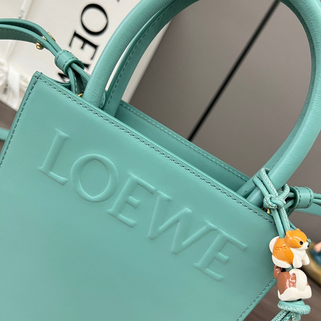 LOEWE STANDARD A5 TOTE BAG IN AQUAMARINE BLUE CALFSKIN