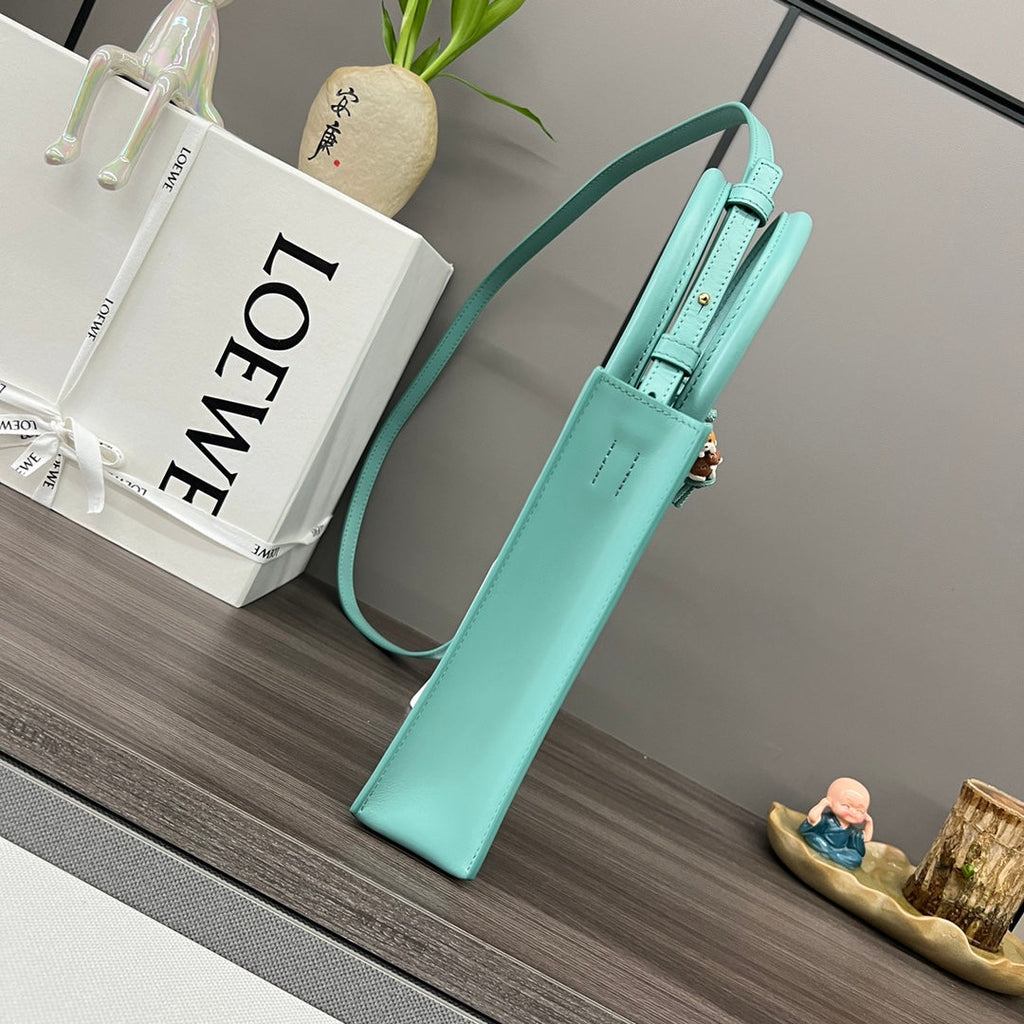 LOEWE STANDARD A5 TOTE BAG IN AQUAMARINE BLUE CALFSKIN