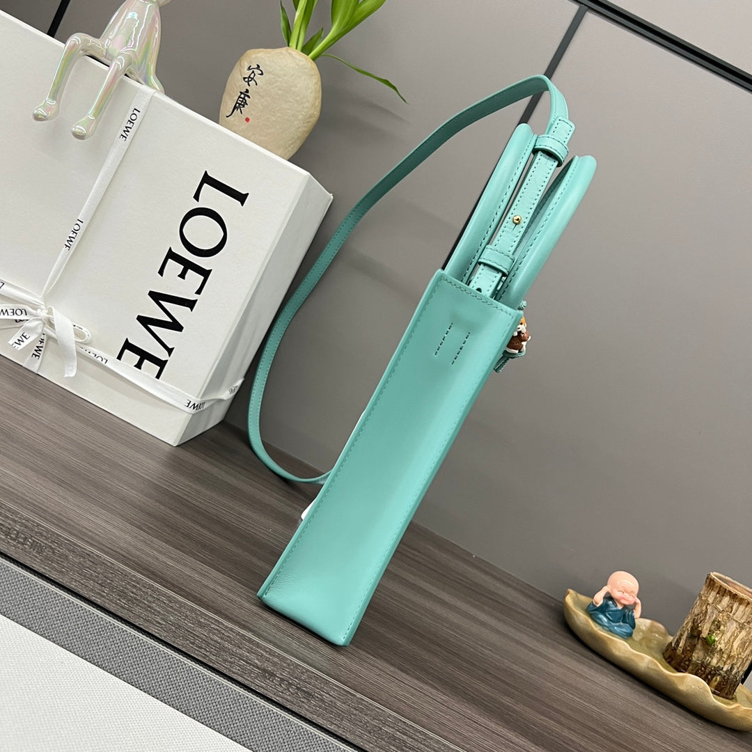 LOEWE STANDARD A5 TOTE BAG IN AQUAMARINE BLUE CALFSKIN