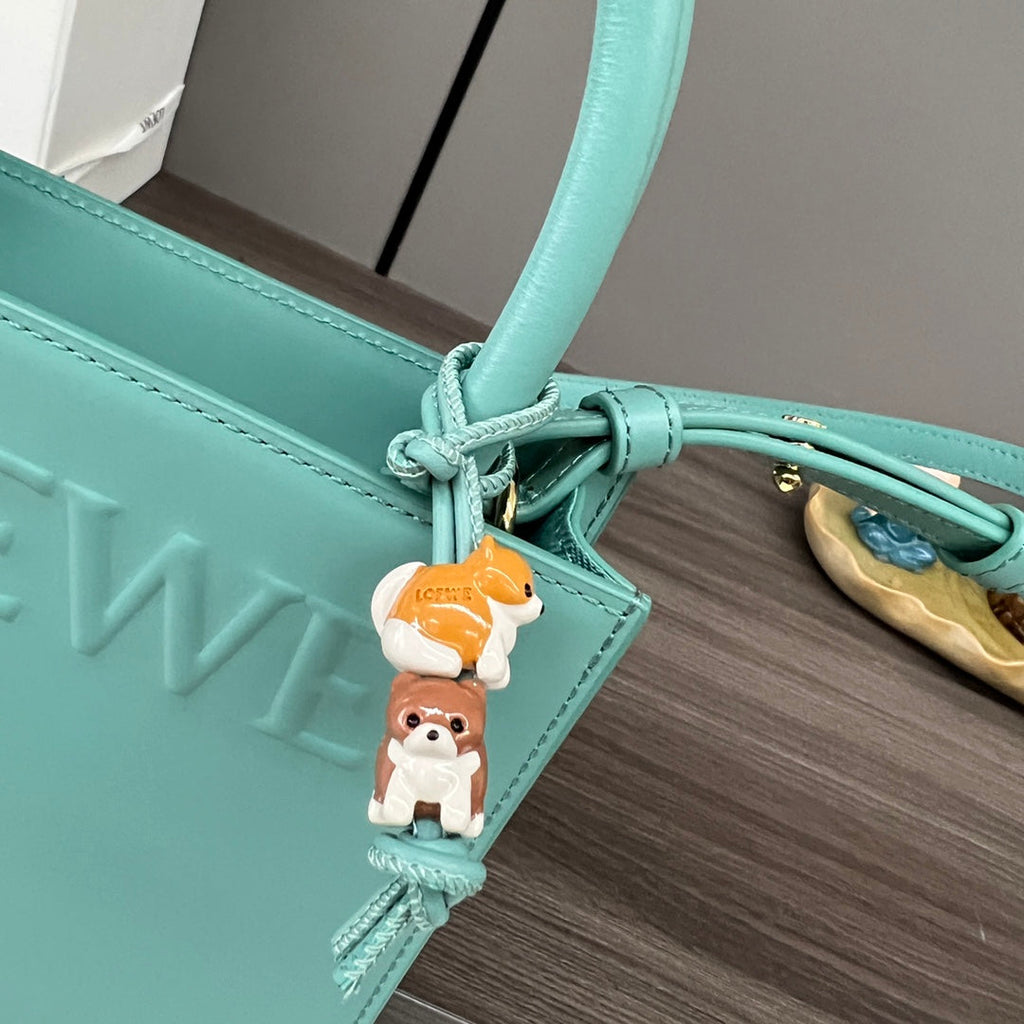 LOEWE STANDARD A5 TOTE BAG IN AQUAMARINE BLUE CALFSKIN
