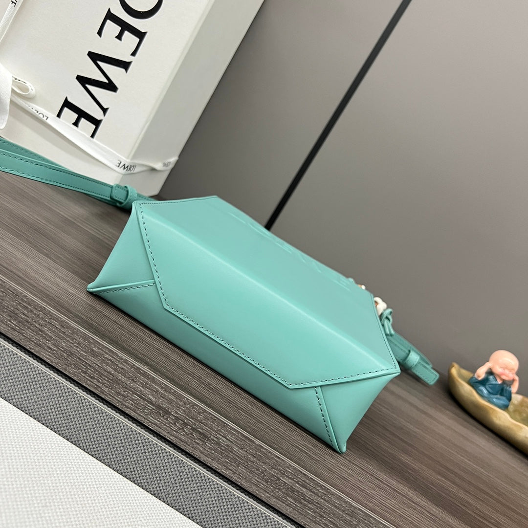 LOEWE STANDARD A5 TOTE BAG IN AQUAMARINE BLUE CALFSKIN