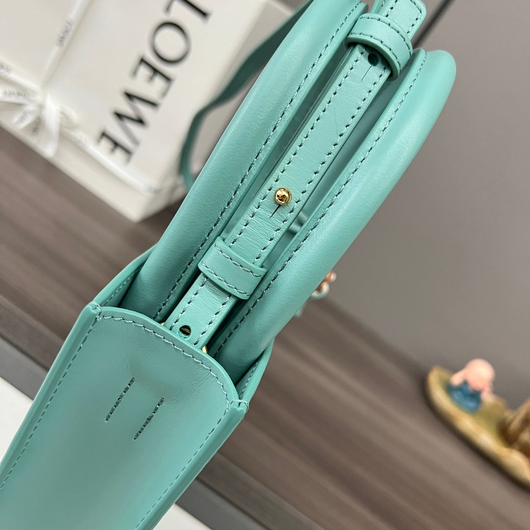 LOEWE STANDARD A5 TOTE BAG IN AQUAMARINE BLUE CALFSKIN