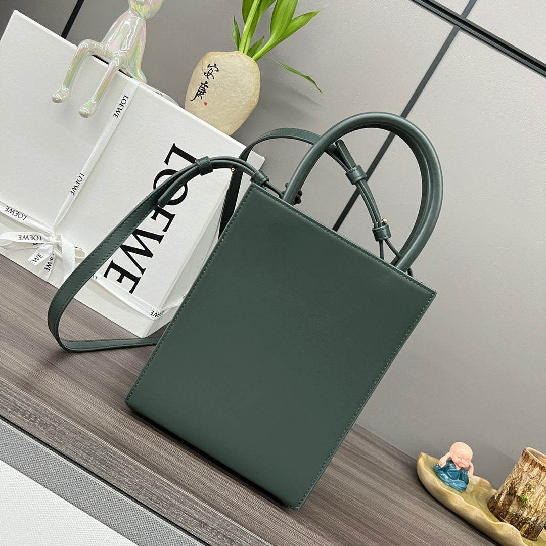 LOEWE STANDARD A5 TOTE BAG IN GREEN FOREST CALFSKIN