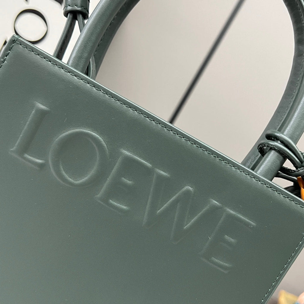 LOEWE STANDARD A5 TOTE BAG IN GREEN FOREST CALFSKIN