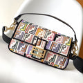 FENDI Fend Baguette Black and Multicolour Canvas Bag 27 with FF Embroidery Ghw